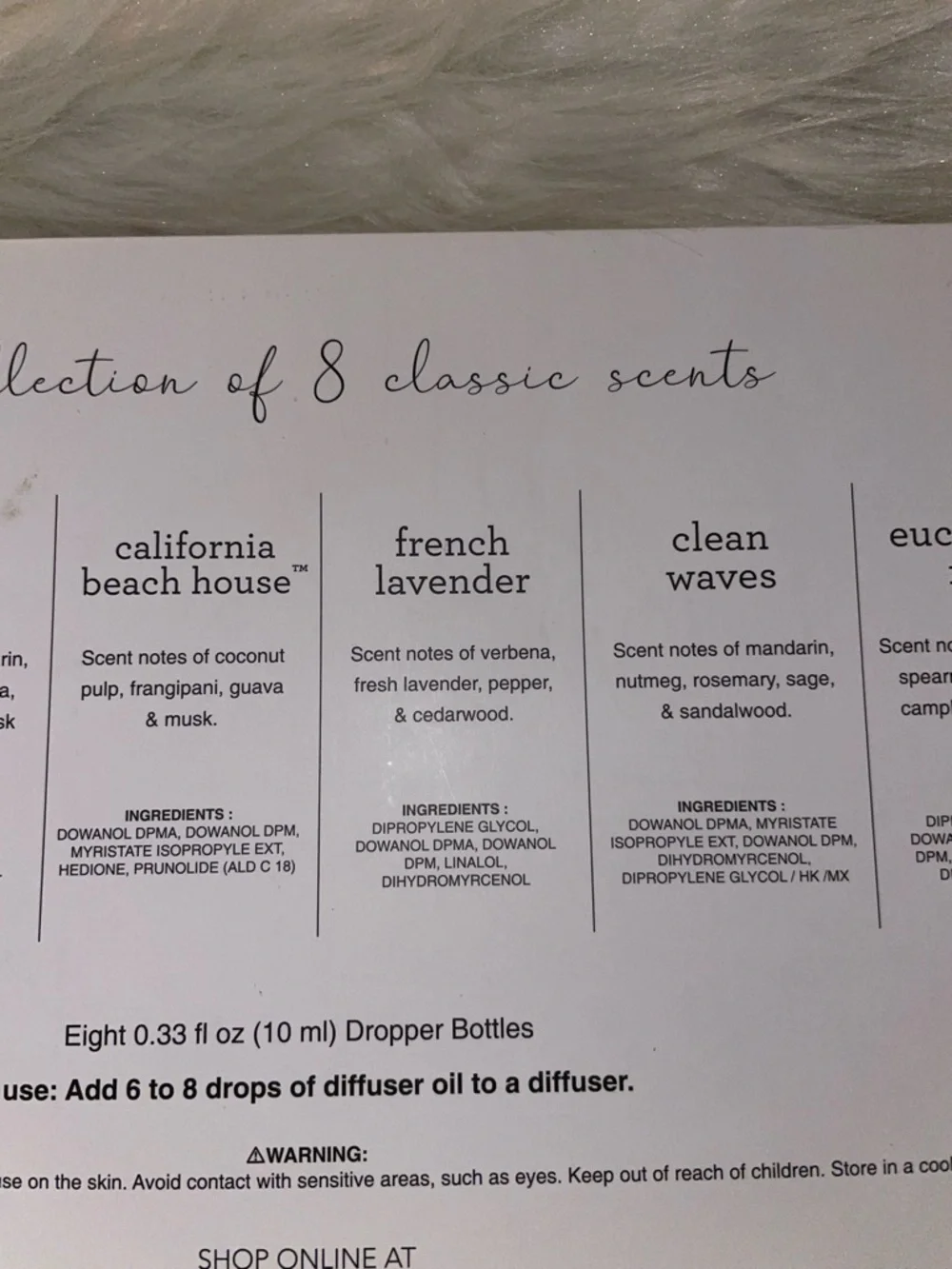 Sand + Fog Fragrance Oil Diffuser Discovery Set 8 Classic Scents